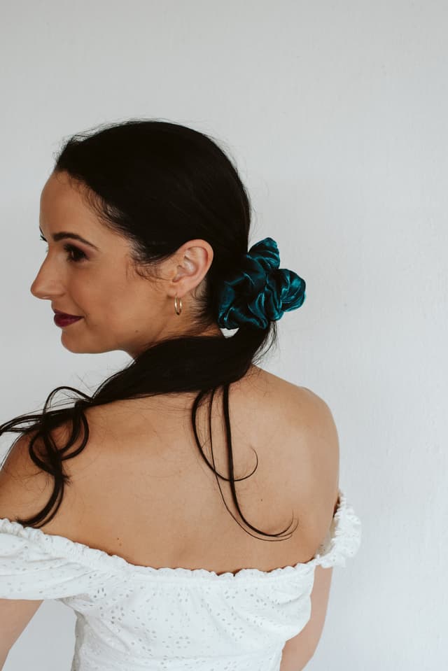 Silk Satin Scrunchie Deep Blue Sea 8