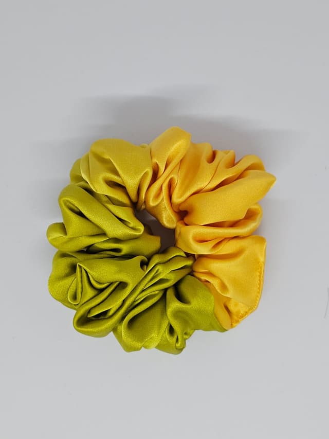 Pure Silk Scrunchie Lemon Lime 1