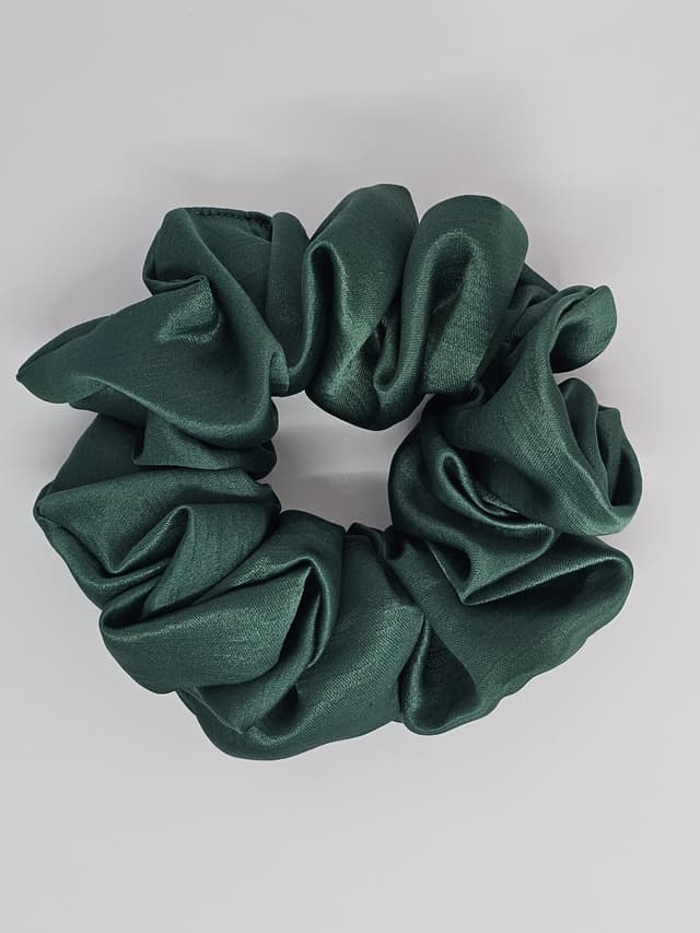Silk Satin Scrunchie Emerald Green 2