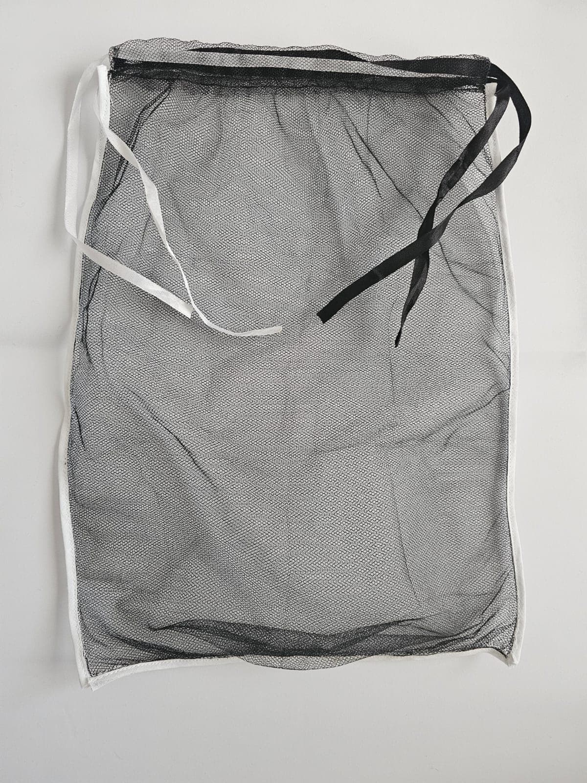 Mesh Drawstring Bag Black and White