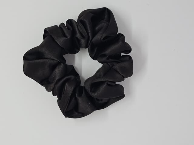 Silk Satin Scrunchie Black 1