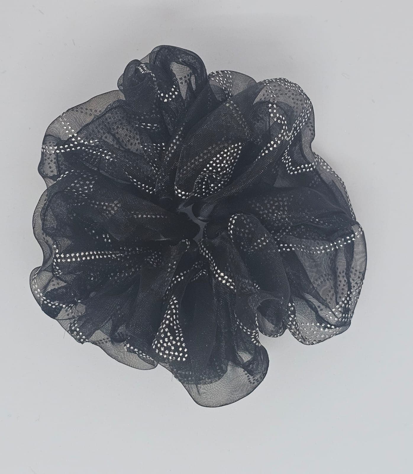 Zero Waste Scrunchie Black and Silver Print
