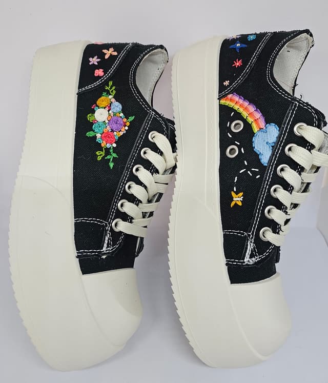 Custom Embroidered Low-Cut Platform Sneakers 15