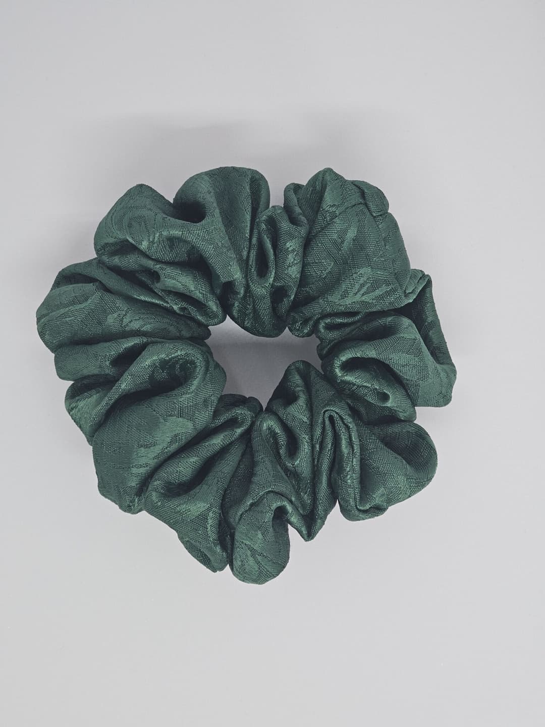 Silk Satin Scrunchie Emerald Green Print
