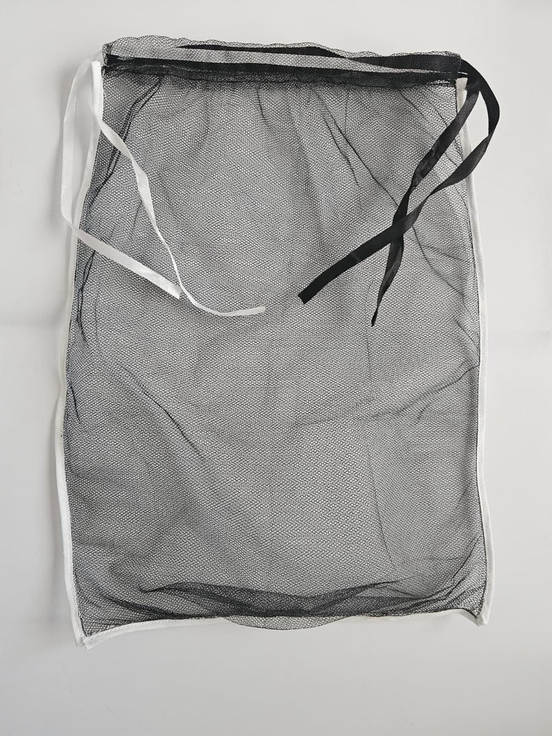 Mesh Drawstring Bag Black and White