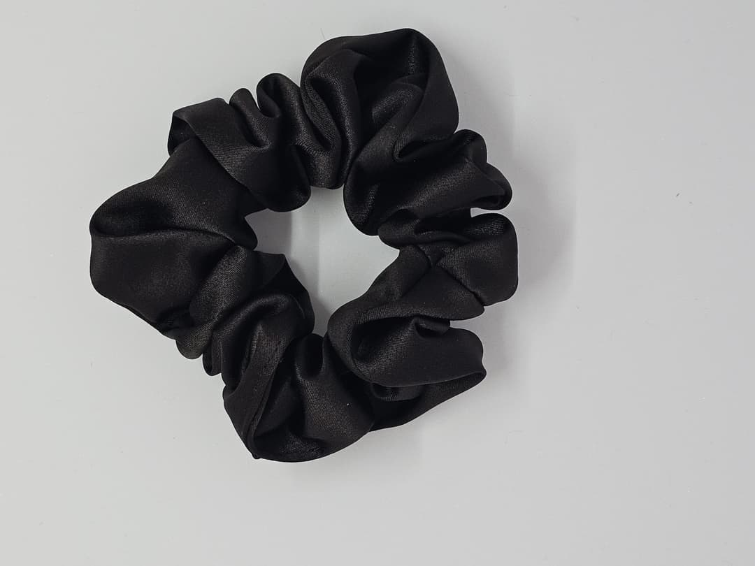 Silk Satin Scrunchie Black
