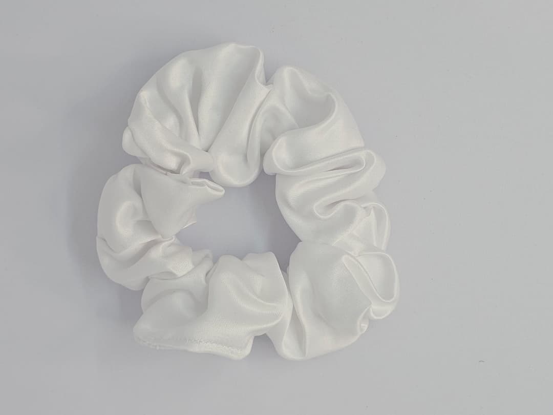 Silk Satin Scrunchie Pure White