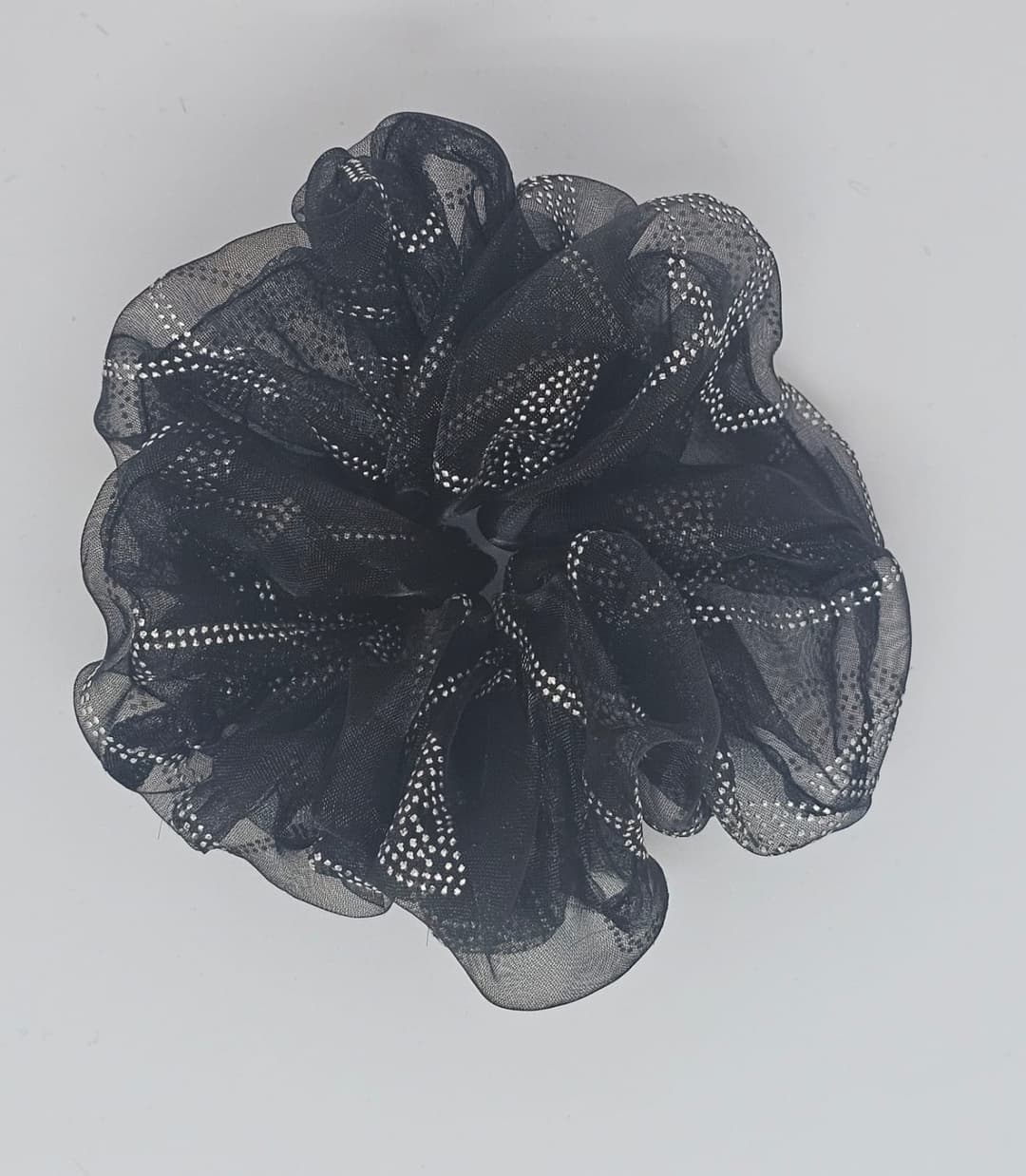 Zero Waste Scrunchie Black and Silver Print