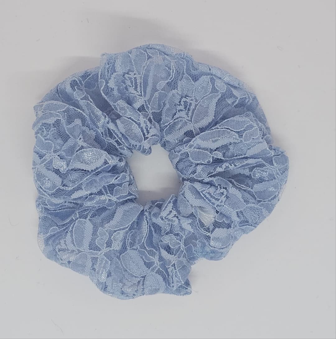 Zero Waste Scrunchie Baby Blue Lace