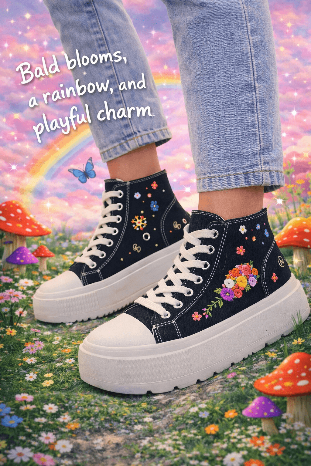 Custom Embroidered Low-Cut Platform Sneakers